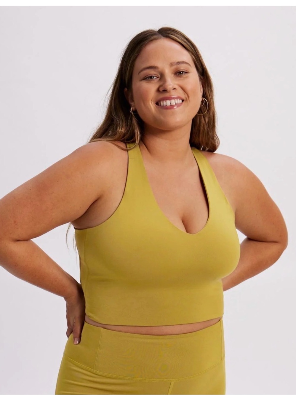 girlfriend collective Zoe Float Longline Sports Bra - Mustard